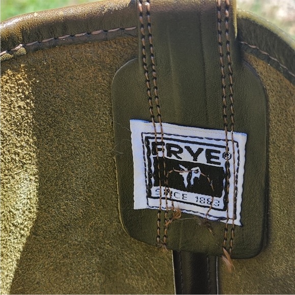 Frye Vintage Olive Green Leather Harness Boot size 9.5 - Picture 5 of 9